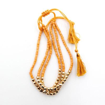 Peach & Gold Bead Triple-Strand Bracelet
