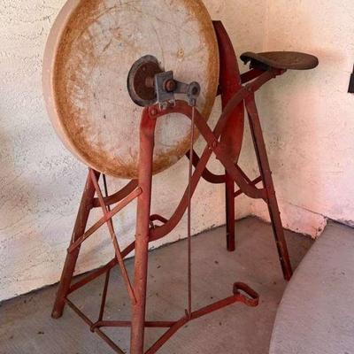 Ha116v antique pedal operated grinding wheel