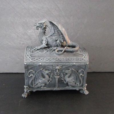 Signed Vintage 2004 Summit Collection Dragon Chest Trinket Box by Veronese