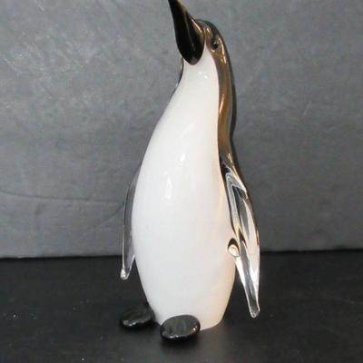 Vintage Murano Style Penguin Figurine - 6½" Tall