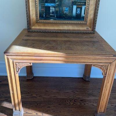 Wood Table With Original Oil Painting
