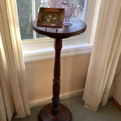 SOLD $24 wooden plant stand 34"H 12"diameter