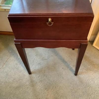 $28 lift top box on stand 21"H 15" x 11"