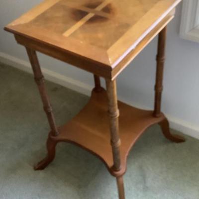 Sold $25 two-tier table 28"H 15"x15"