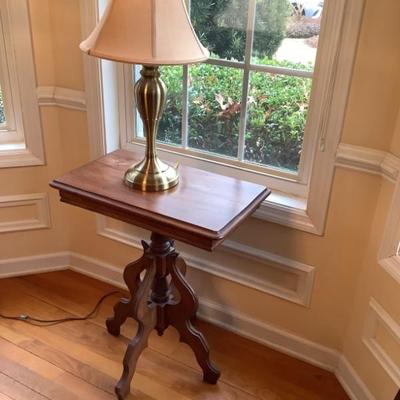 SOLD $48 wooden table 27"H 23"x14"