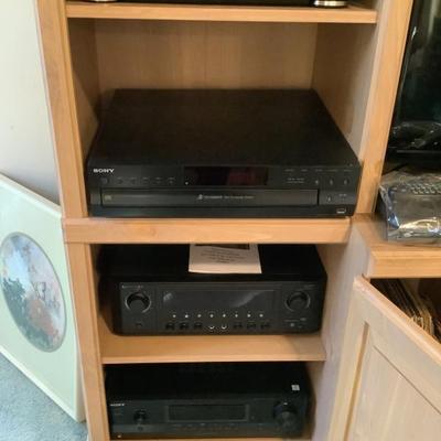  $24 Sony 5 CD changer, $32 Sony tuner auto control center, $45-2 KLH wooden speakers