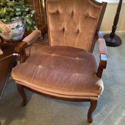 $85 each 2 light purple upholstered chairs 33"H 26"W 30"depth