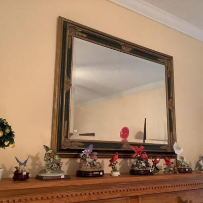 $120 beveled mirror with green colored/gold frame 39"H 48"W