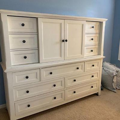 Large White Dresser with sliding doors