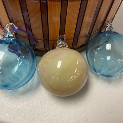 3 HANDBLOWN ORNAMENTS