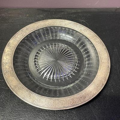 STERLING SILVER RIMMED SERVING DISH