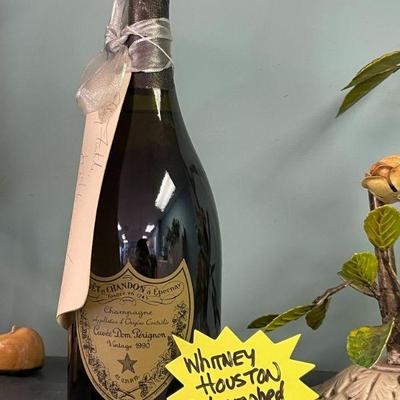AUTOGRAPHED 1990 DOM PERIGNON CHAMPAGNE - WHITNEY HOUSTON