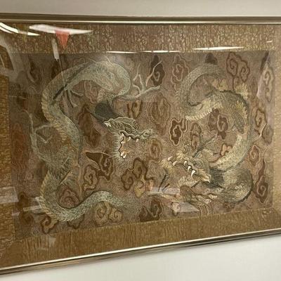 LARGE DRAGON EMBROIDERED TAPESTRY