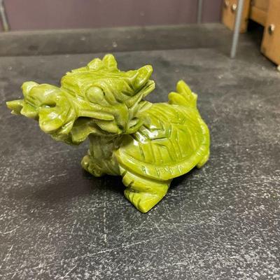 CARVED GREEN TURTLE DRAGON