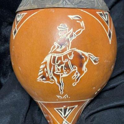 Yerba mate carved gourd cup