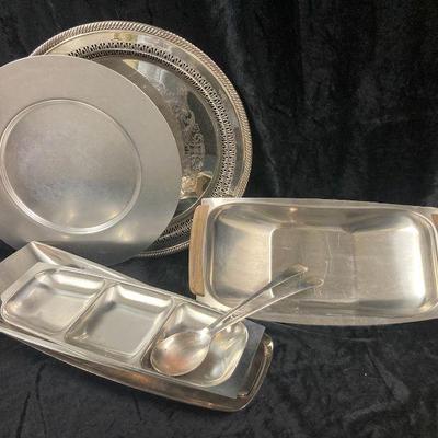 Silverplate and stainless dishes