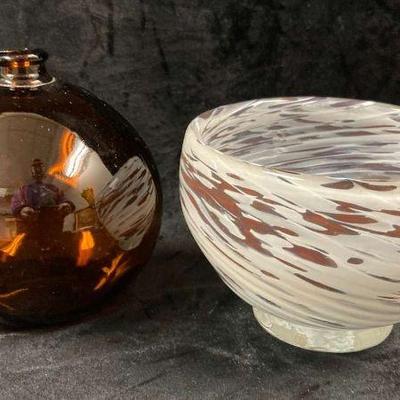 Art glass bowl brown glass float