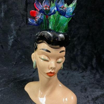 Dorothy kindell polynesian woman bead and glass flowers
