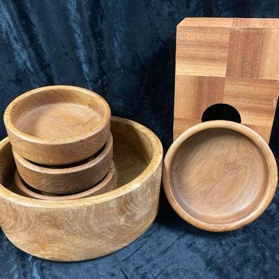 Carved teak dishes