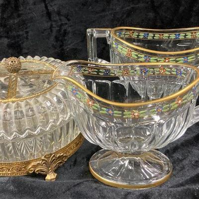 Heisey creamer and lidded dish