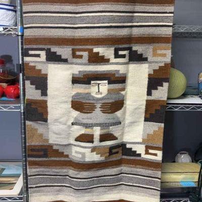 Hand woven wool native american rug