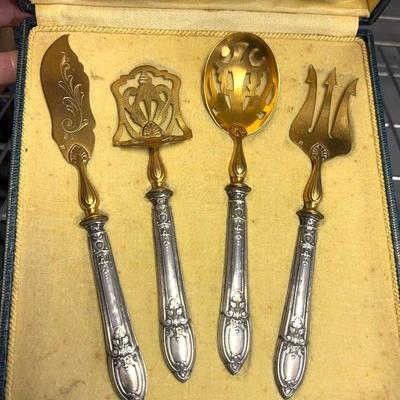 Antique gold and silver dessert set