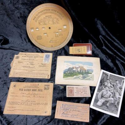 Ephemera ww2 photo cuthbertson french verb wheel, rations cards & more