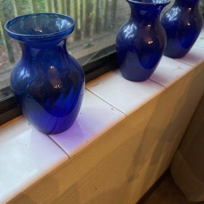 Blue glass vase