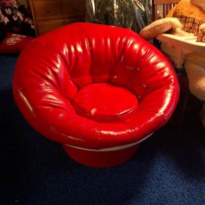 Red papasan chair