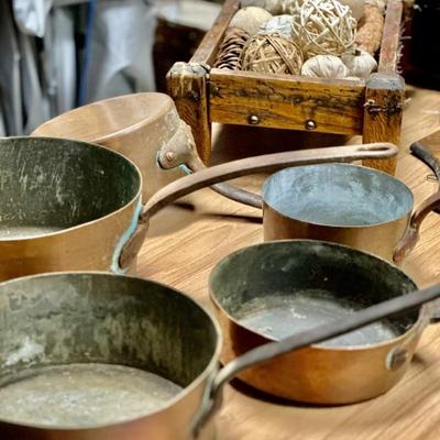 Antique copper French pots