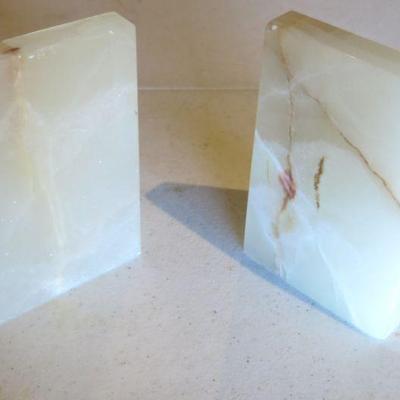 Pair of White Onyx Mid Century Modern Bookends