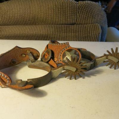 Rogers Longhorn Spurs With Texas Studded Leather Strap