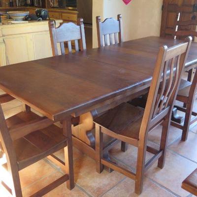 Walnut Trestle Leaf Dining Set