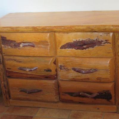 Six Drawer Rustic Pine Log Dresser