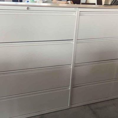 Pa132 2nd set of white double lateral file cabinets