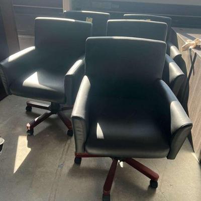 Pa116 black vinyl chairs lot 2 3)