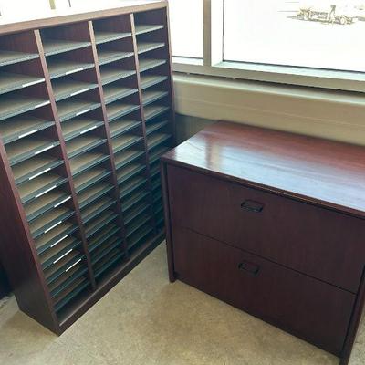 Pa175 wood literature organizer and file cabinet