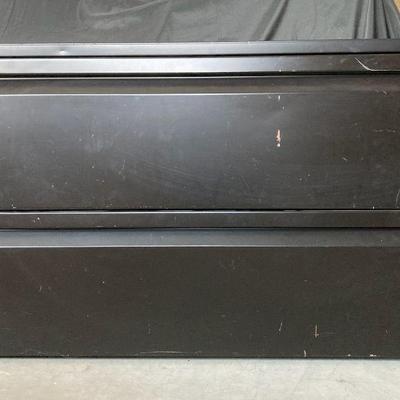 Pa145 black two drawer horizontal file cabinet