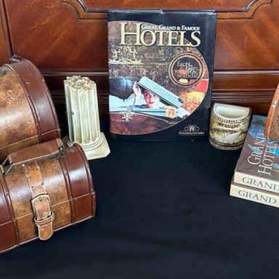 Pa147 vintage wood leather boxes and more