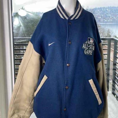 2001 Seattle Mariners All Star Game Wool/Leather Bomber Jacket * Large
