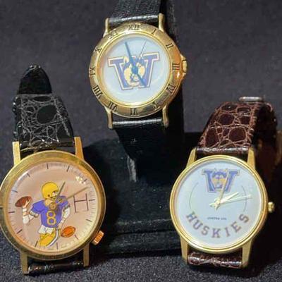 3 Huskies U of WA Watches * need Batteries
