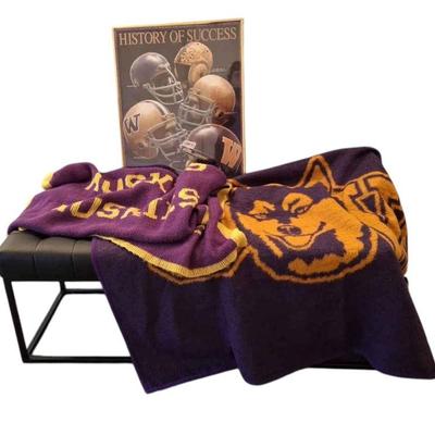 U Of W Huskies * Warm Purple And Gold Blankets * HELMETS Through The Years Poster
