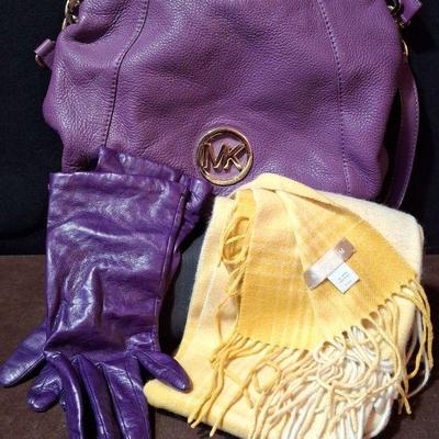 Husky Colors! Purple & Gold * Michael Kors Leather Handbag * Yellow Scarf
