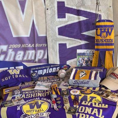 University of Washington Softball Lot * 2009 National Champs * Banners, Shirts, Pins
