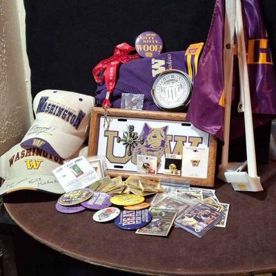 U Of W Huskies * Signed Husky Hats * Buttons * Collector's Cards * Sweater * Working Clock *
