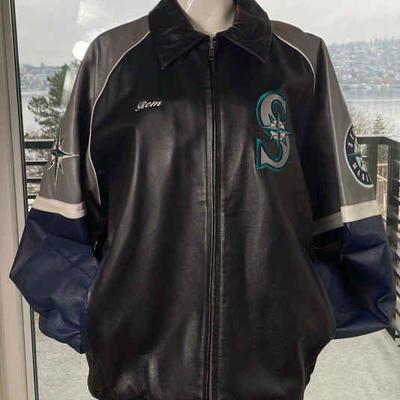 Seattle Mariners Licensed Leather Bomber Jacket * Size Men’s Large
