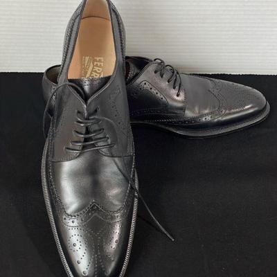 Salvatore Ferragamo Black Leather Men’s Wingtip Dress Shoes * 7.5D
