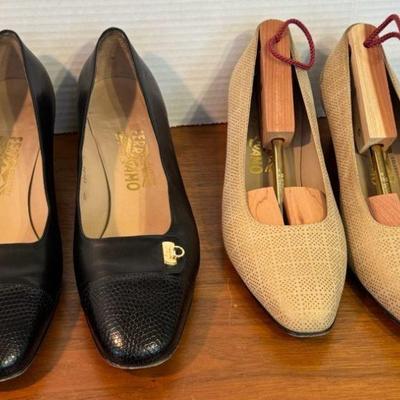 2 Ferragamo Women’s Shoes * Size 10 * Black & Light Taupe *
