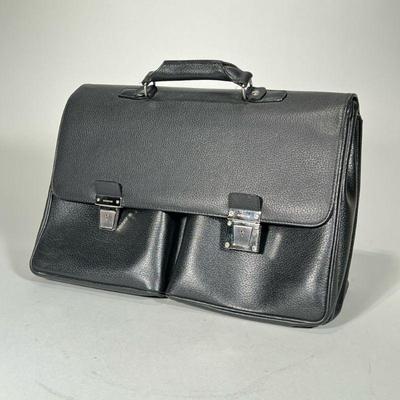 Serapian Black Leather Double Briefcase | Black leather double briefcase from Serapian Milano with original paperwork. - h. 12 x l. 17 x...