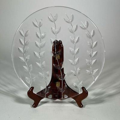 Tiffany & Co. Glass Platter | Viney leaf patterned glass platter, with acid etched Tiffany & Co. signature. - dia. 12.5 in


